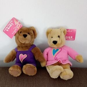 Vintage Hallmark Love & Kiss Kiss Bears Plush Set Retired